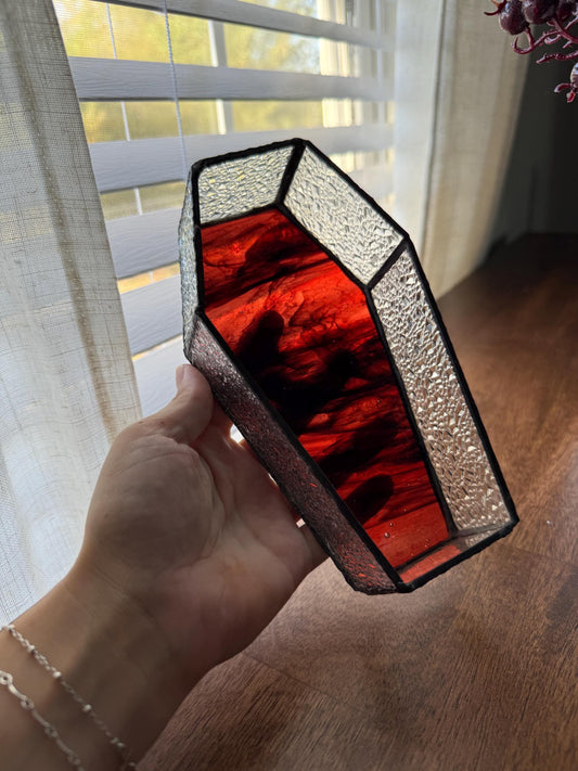 Halloween Coffin Trinket Dish Stained Glass Pattern