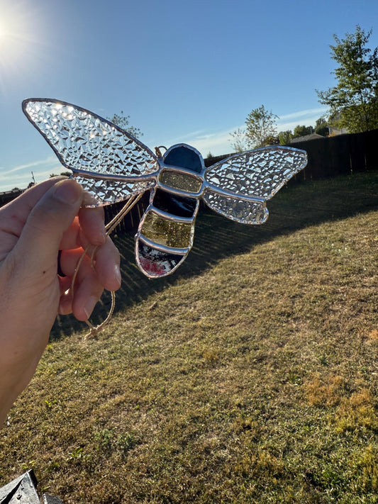Honey Bee Stained Glass Suncatcher | Bumblebee Suncatcher | Honey Bee Window Decor