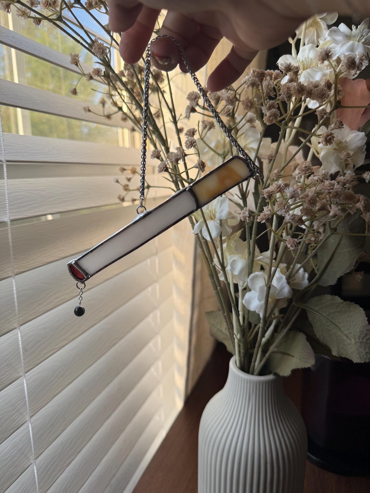 Cigarettes and Dreams Stained Glass Suncatcher | Goth Babe Decor