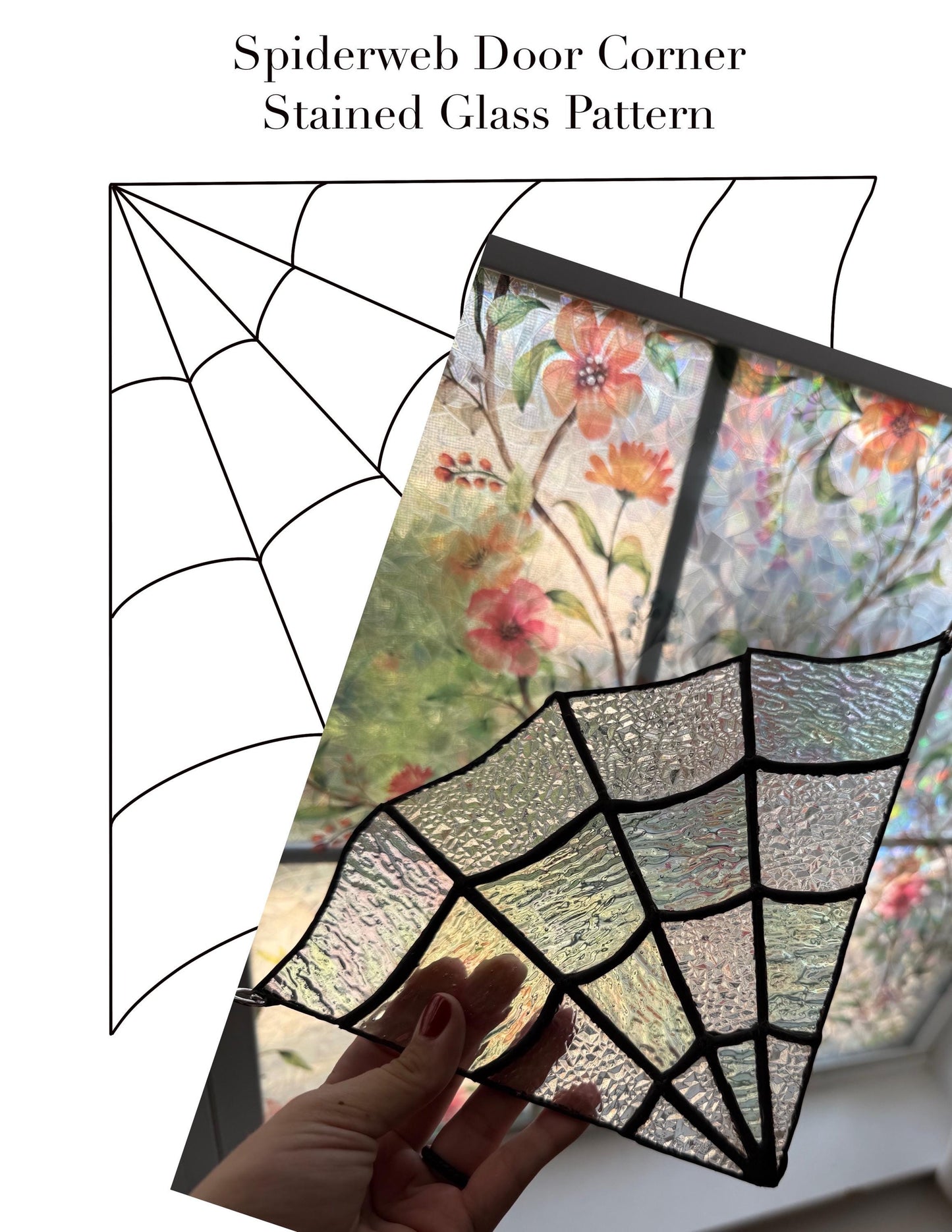 Spiderweb Door Corner Stained Glass Pattern