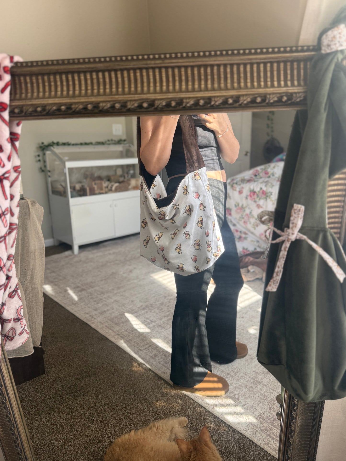 Teddy Bear Cotton Tote Bag | Large Shoulder Bag with Adjustable Strap