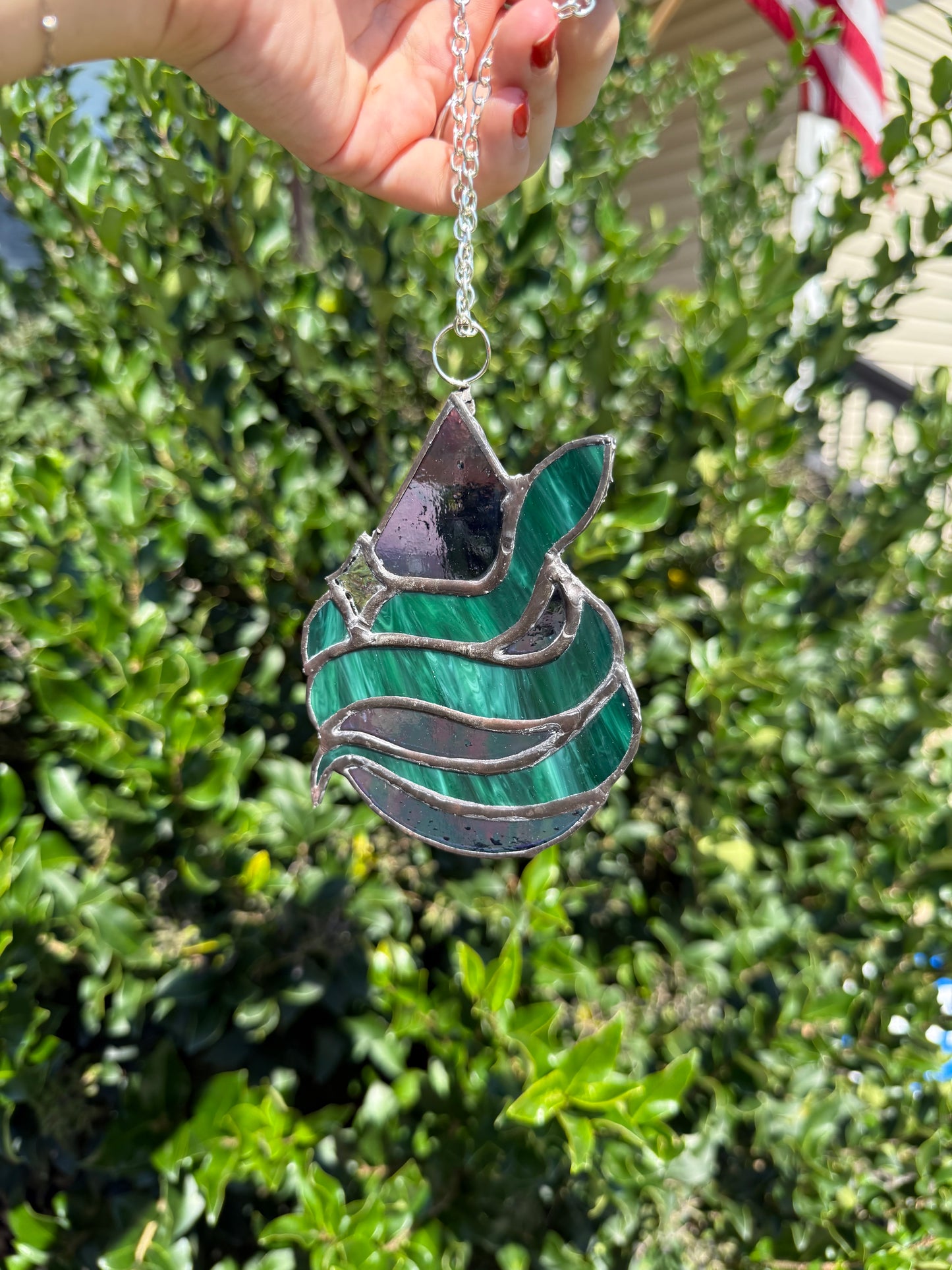 Raindrop Snake Stained Glass Suncatcher | Hand Cut Glass Art