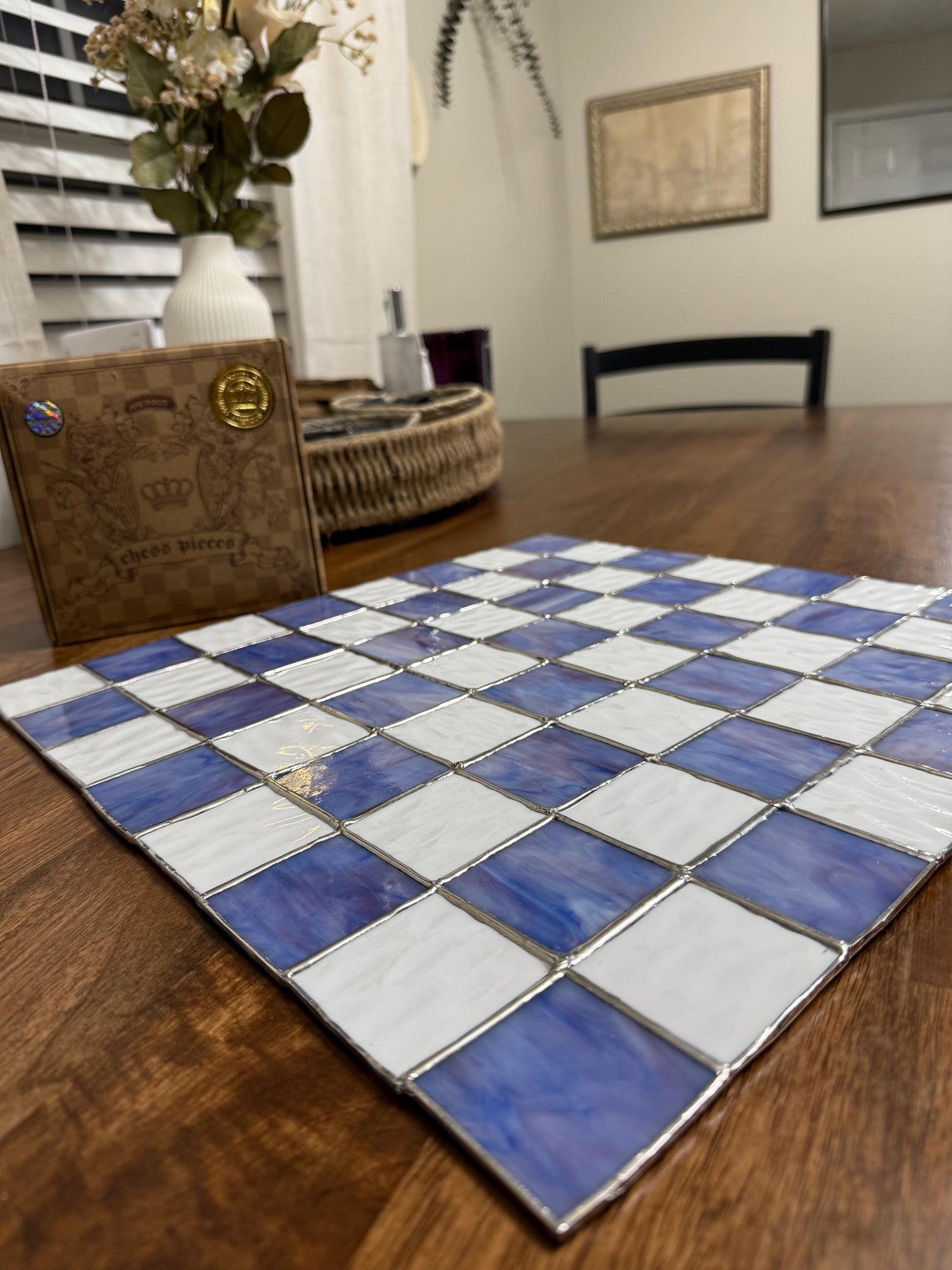 Retro Galaxy Stained Glass Suncatcher Chess Board