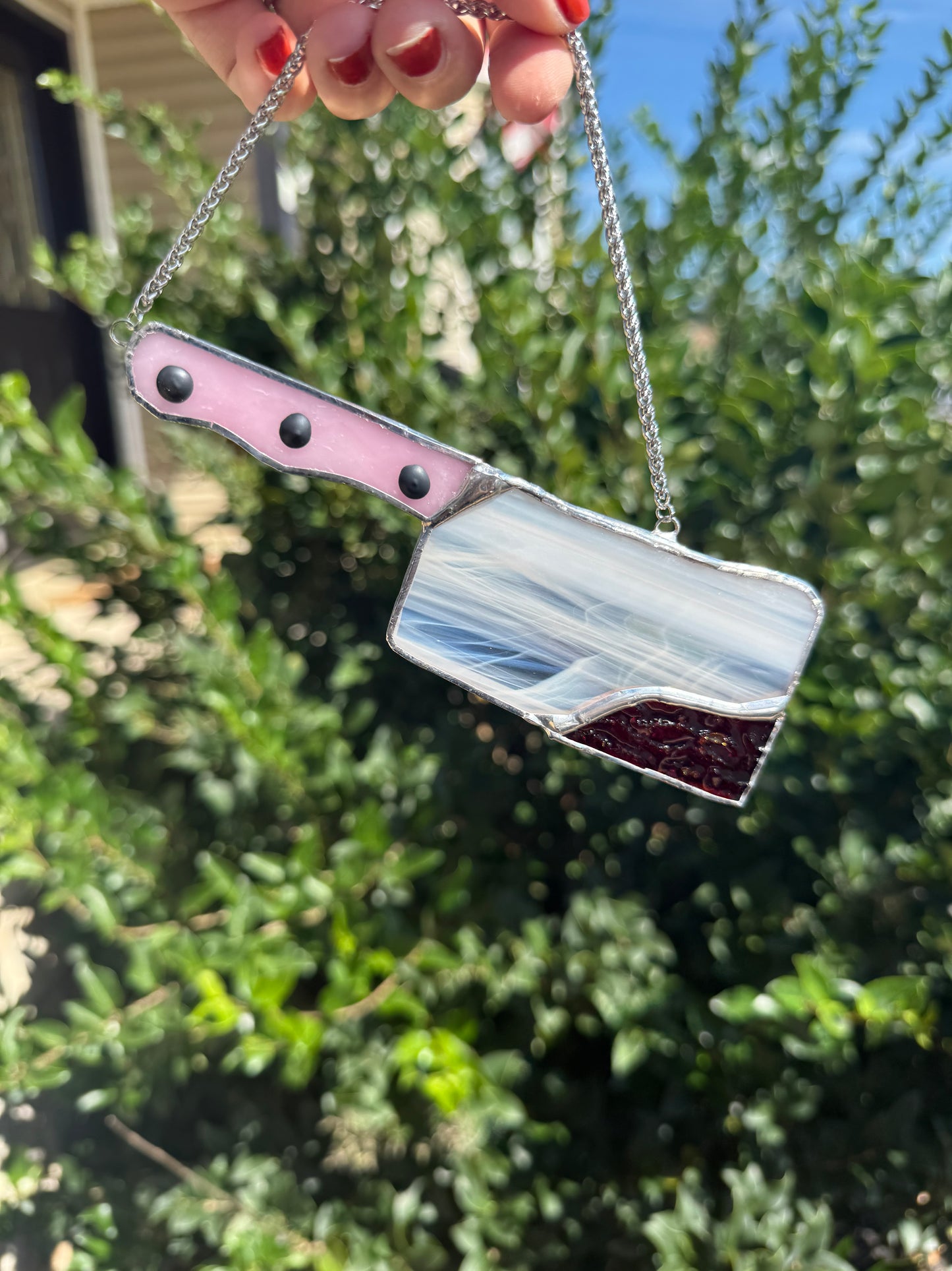 Bloody Knife Stained Glass Suncatcher | Goth Babe Decor