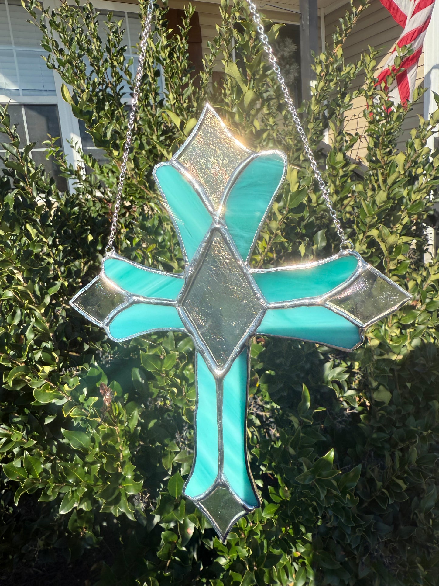 Cross Stained Glass Suncatcher | Religious Glass Cross
