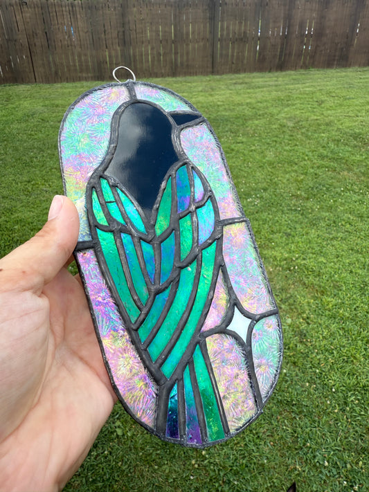 Crow Stained Glass Suncatcher