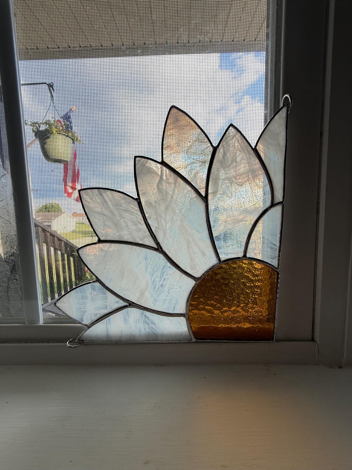 Daisy Door/Window Corner Stained Glass Suncatcher
