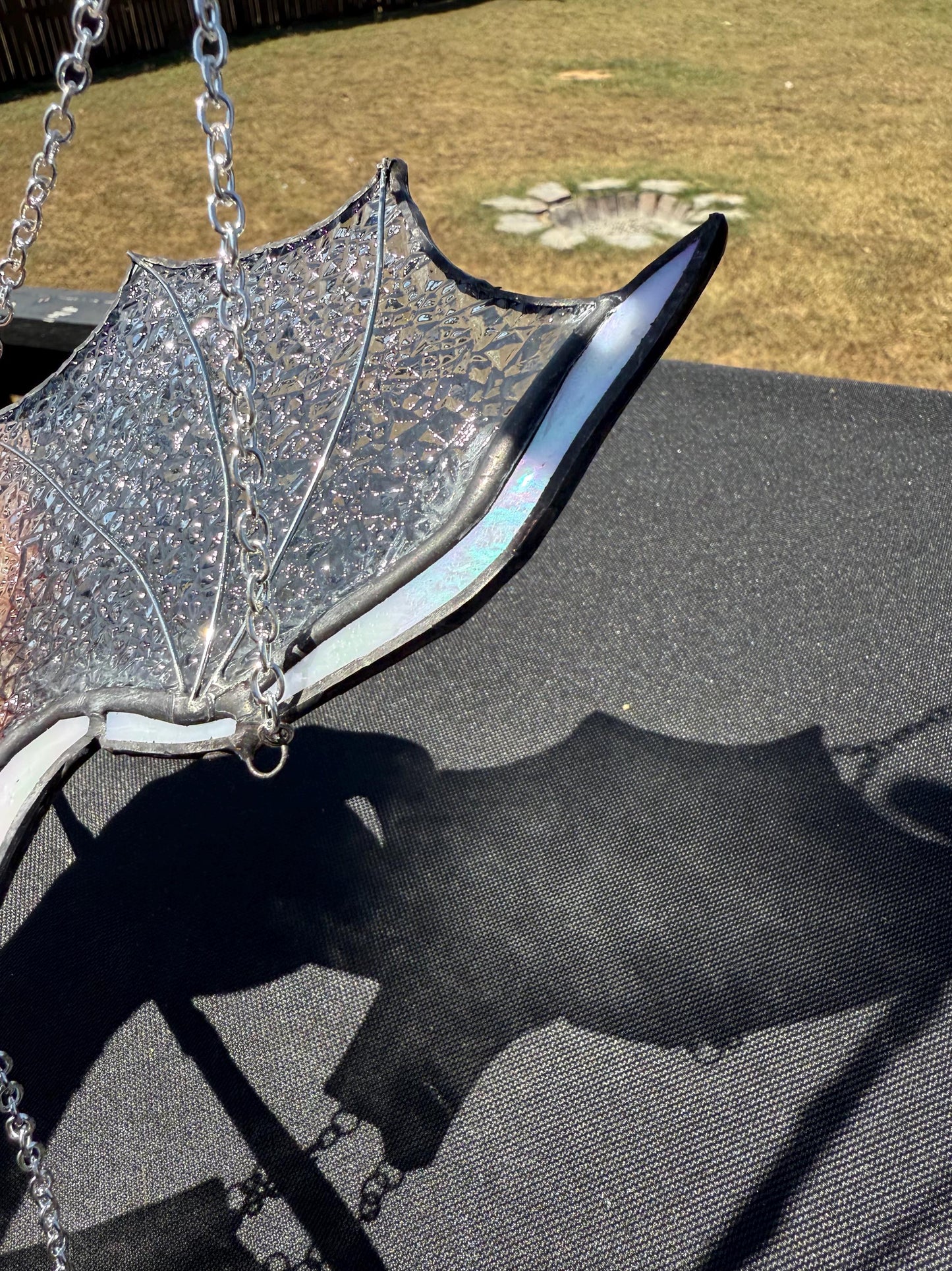 Stained Glass Flying Dragon Mobile: Gothic Window Decor