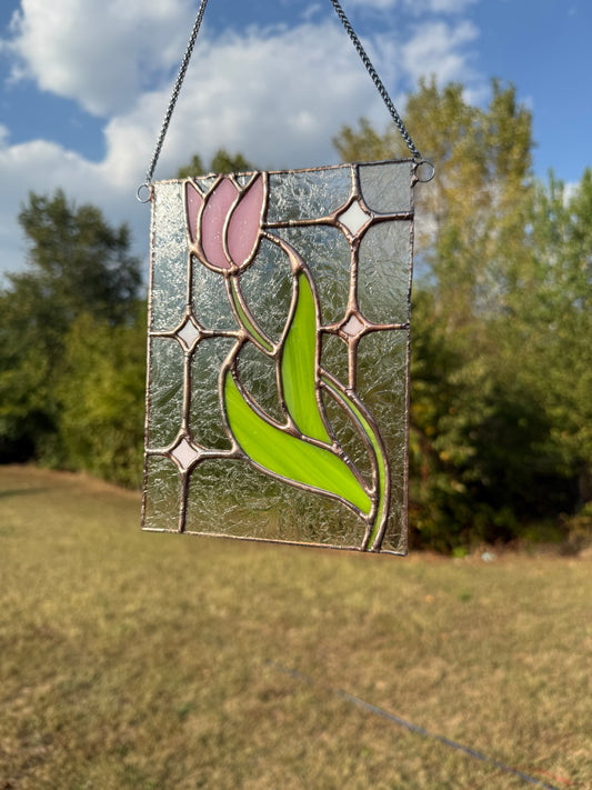 Fairy Tulips Garden Stained Glass Suncatcher