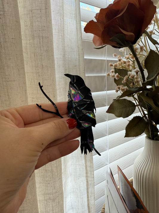 Crow Suncatcher | Halloween Window Sticker | Suncatcher Window Cling | Rainbow Window Decal