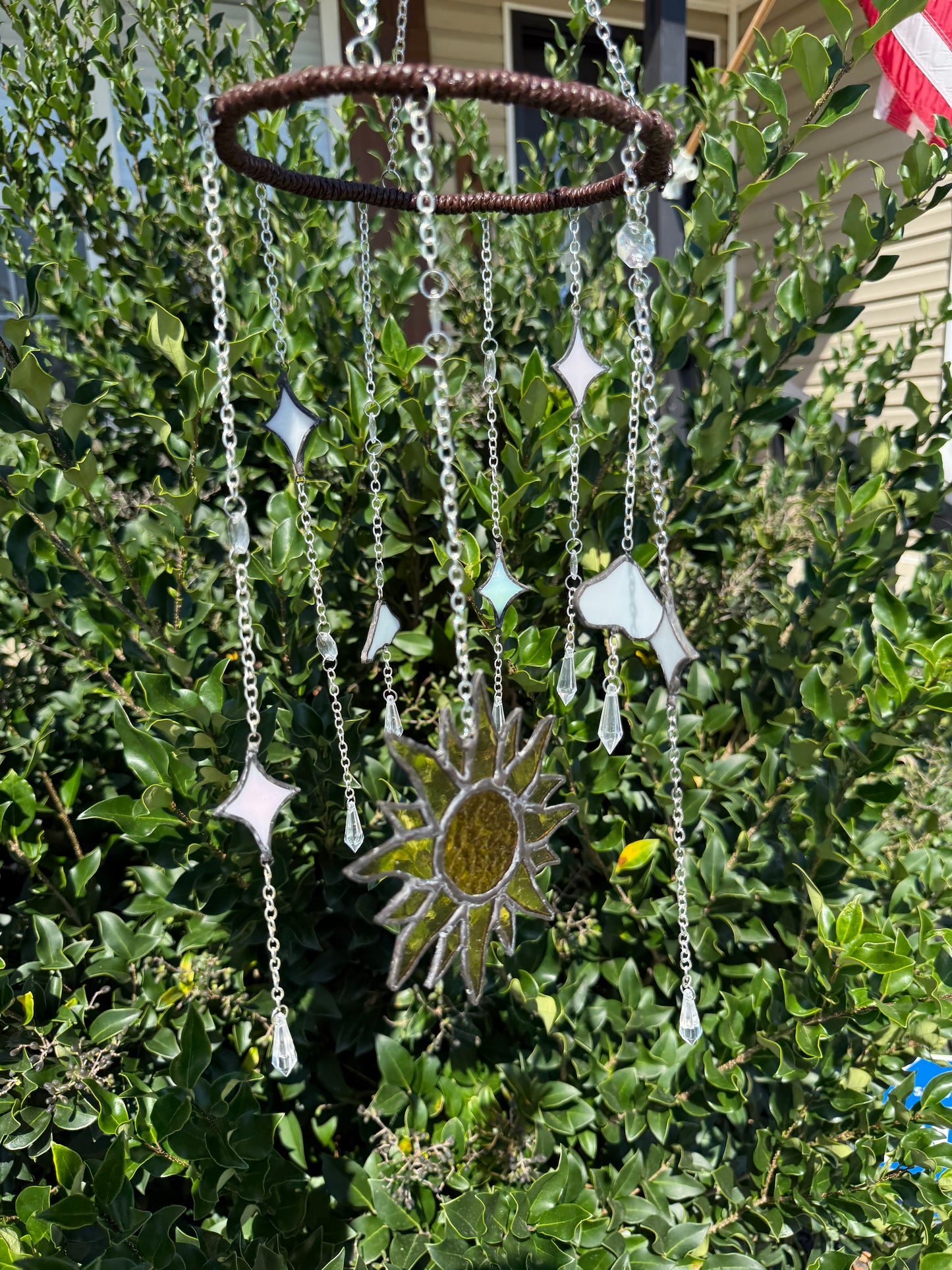 Sun and Stars Stained Glass Wind Chime