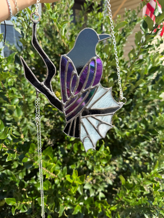 Spiderweb Raven Stained Glass Pattern