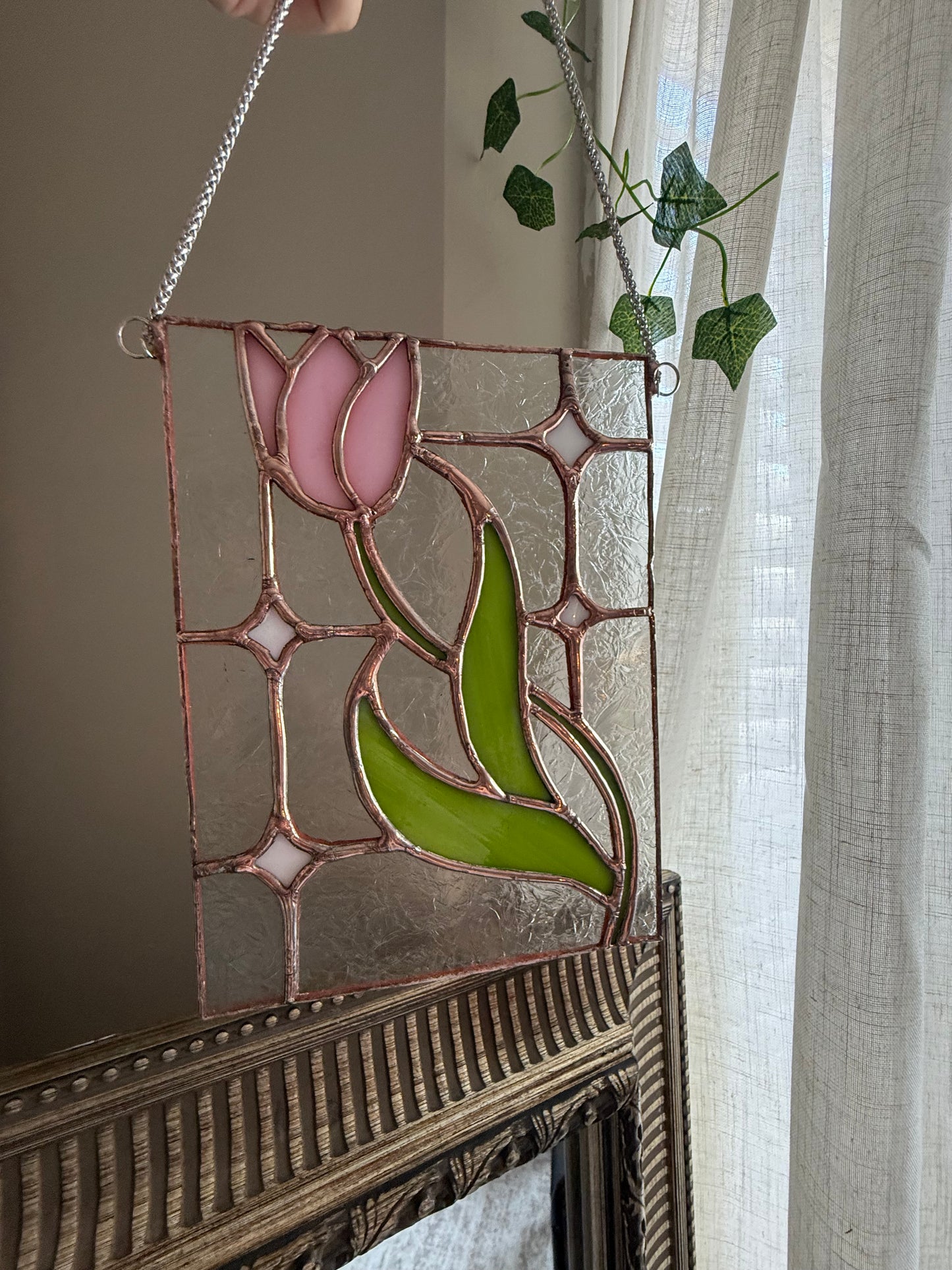 Fairy Tulips Garden Stained Glass Suncatcher