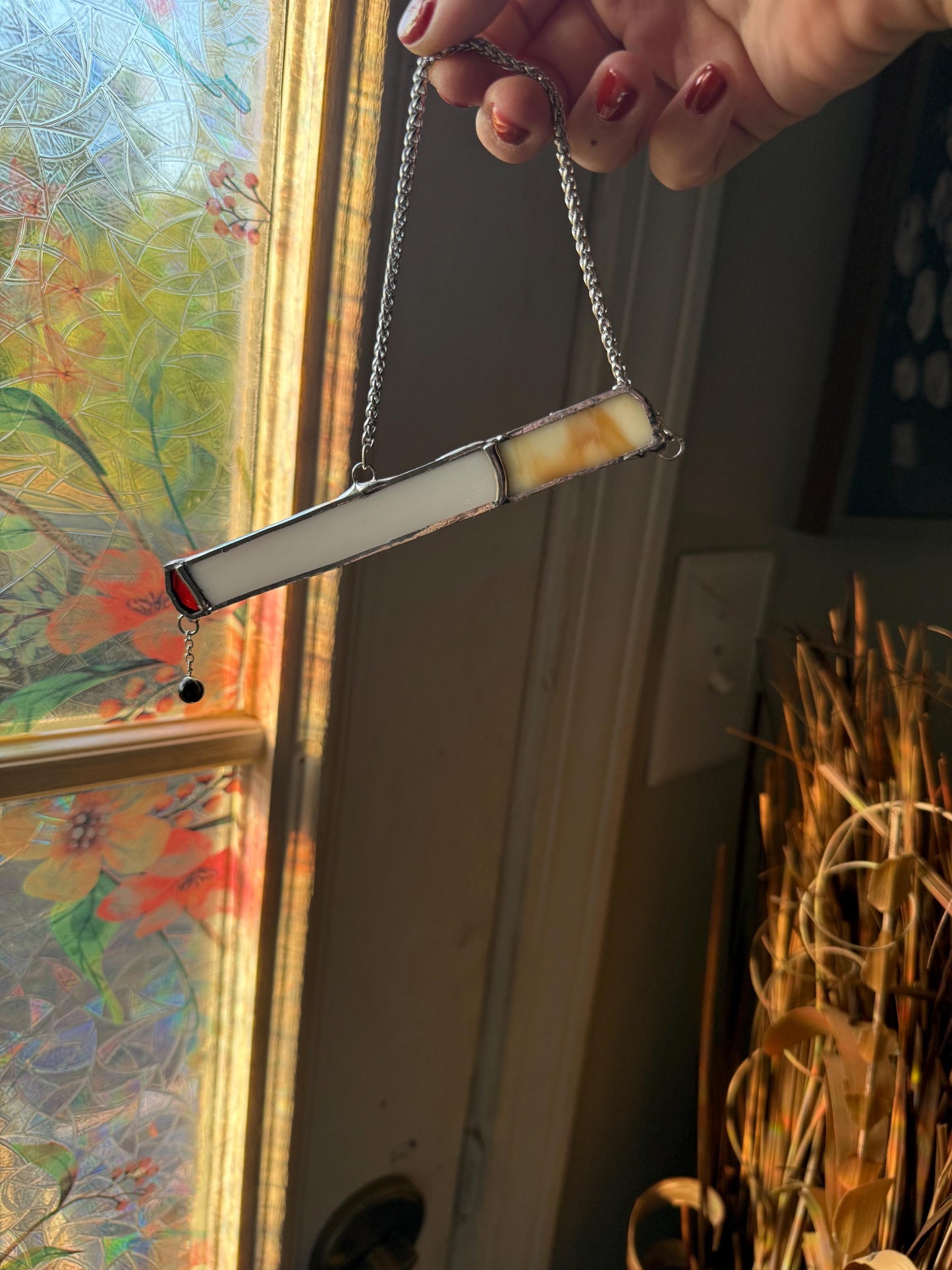 Cigarettes and Dreams Stained Glass Suncatcher | Goth Babe Decor