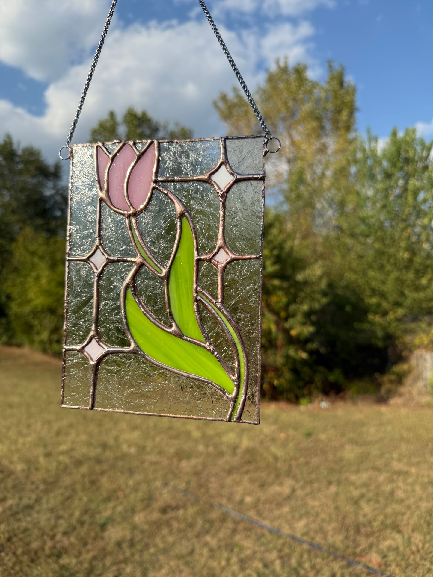 Fairy Tulips Garden Stained Glass Suncatcher