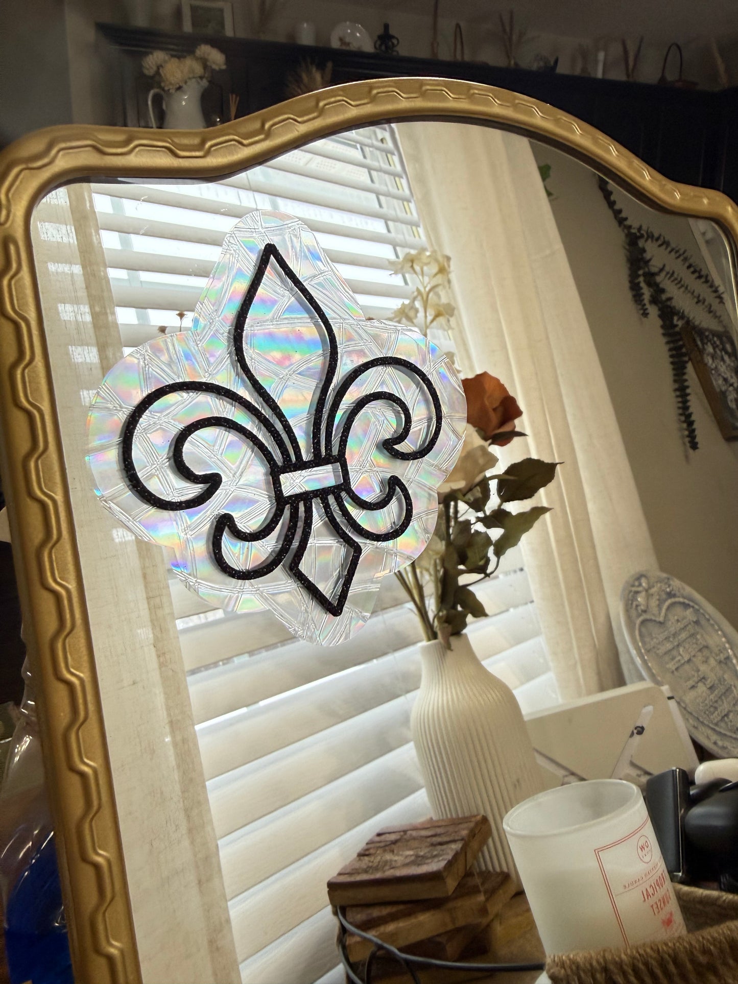 Fleur De Lis Suncatcher Window Cling | New Orlean Saints Window Cling