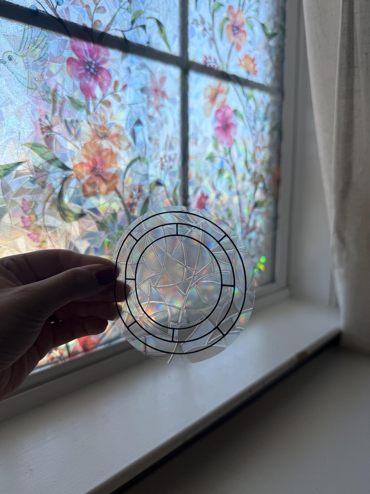 Retro Circle Suncatcher | Disco Window Sticker | Suncatcher Window Cling | Rainbow Window Decal