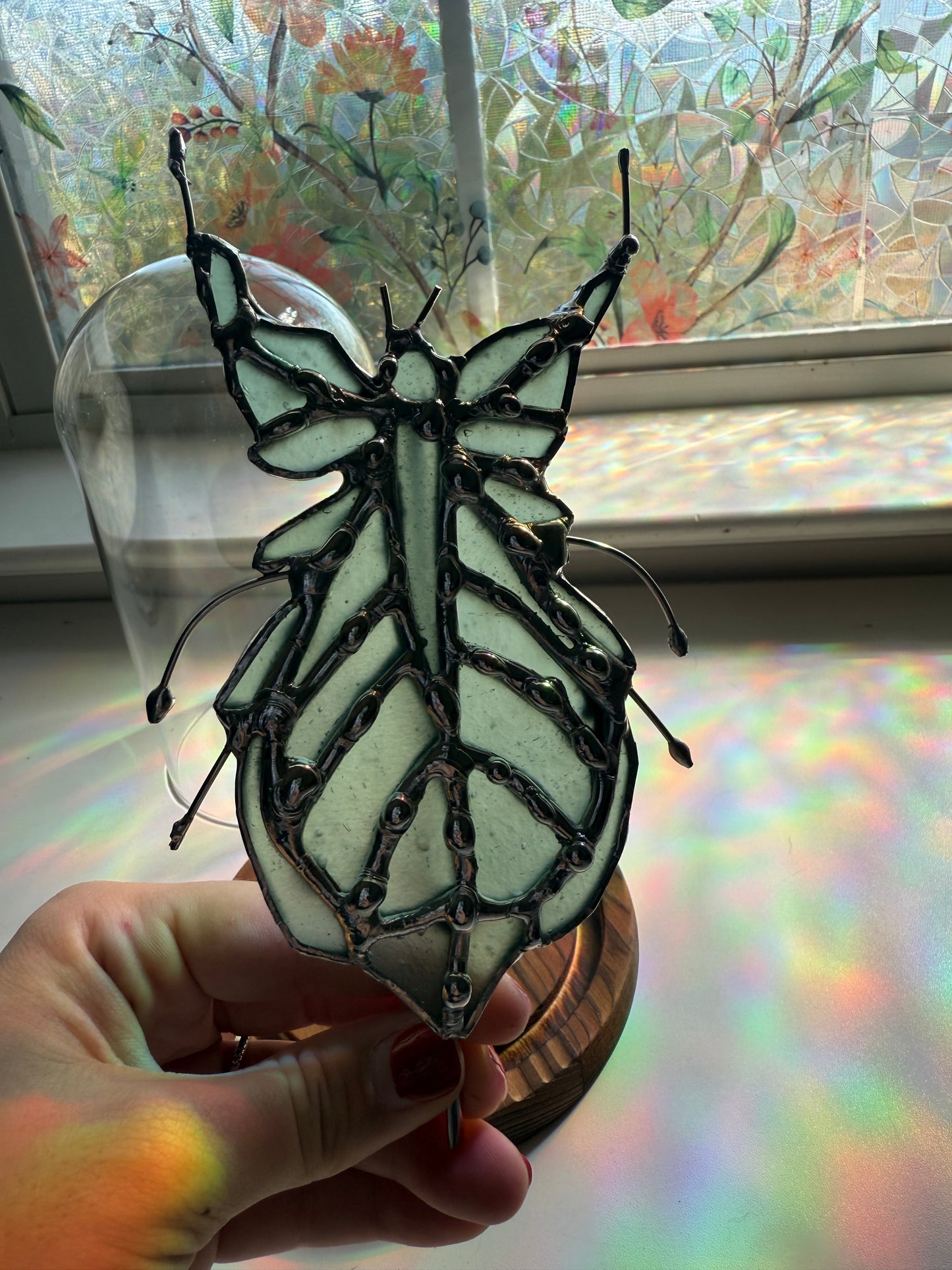 Prying Mantis Stained Glass Suncatcher Specimen