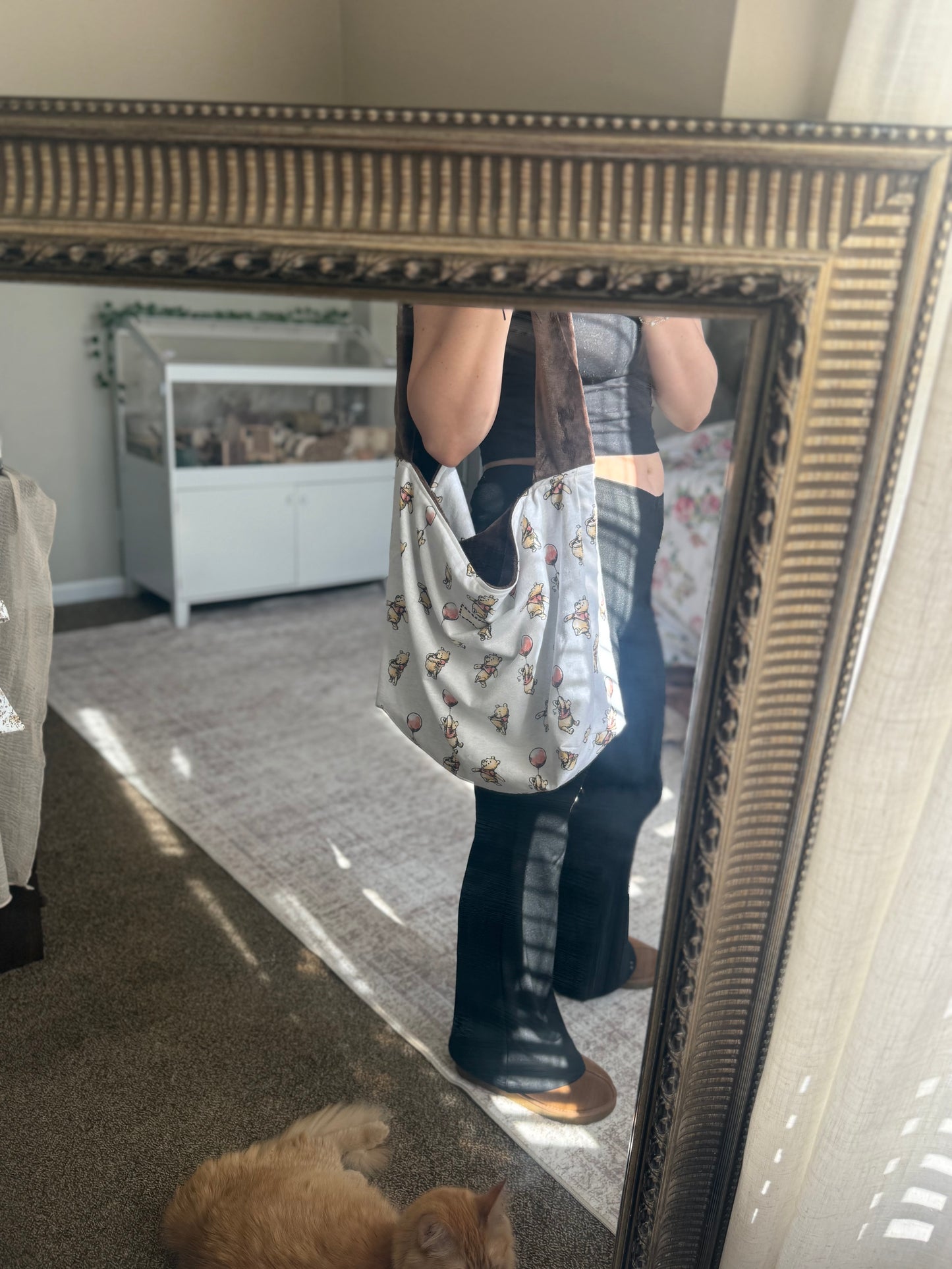 Teddy Bear Cotton Tote Bag | Large Shoulder Bag with Adjustable Strap