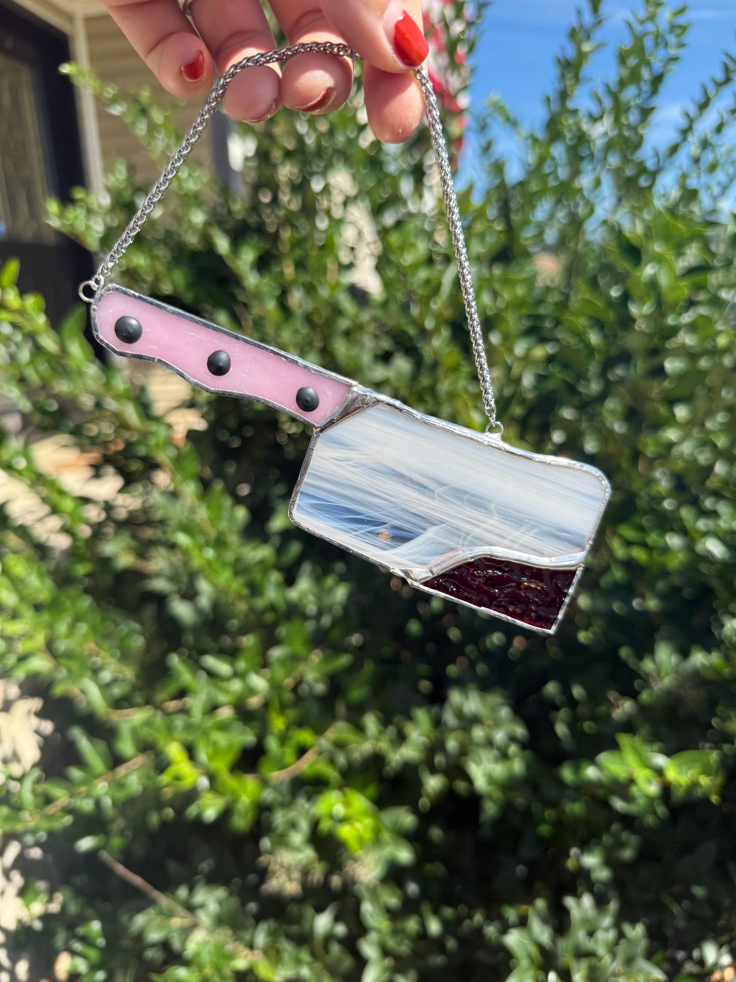Bloody Knife Stained Glass Suncatcher | Goth Babe Decor