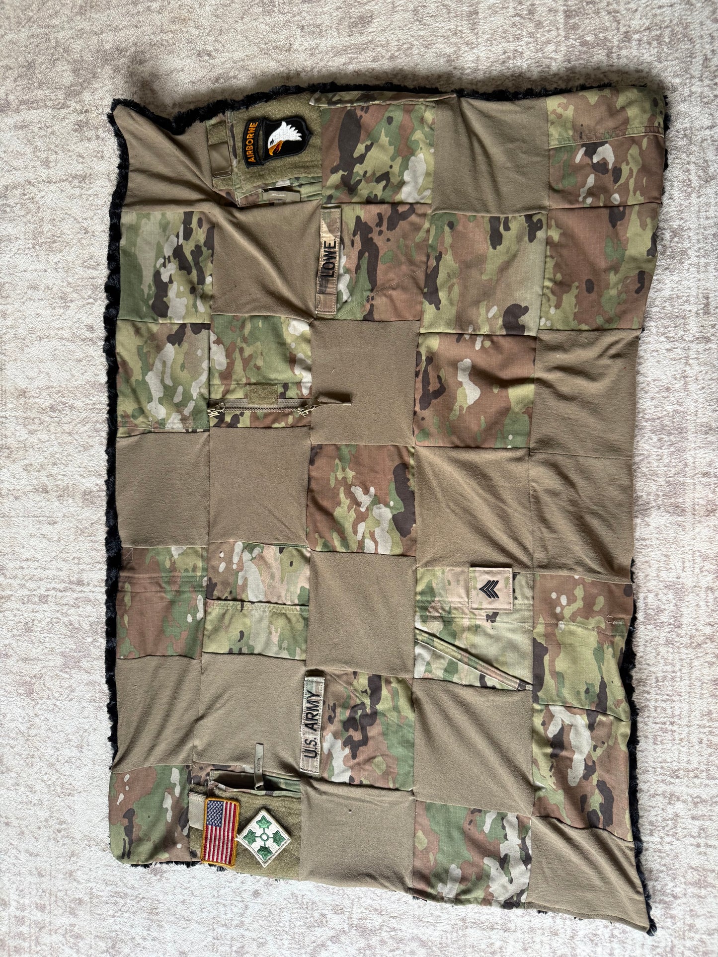U.S. Army Baby Blanket Keepsake | Personal Army Uniform Keepsake Blanket | Tummy Time Nursery Blanket