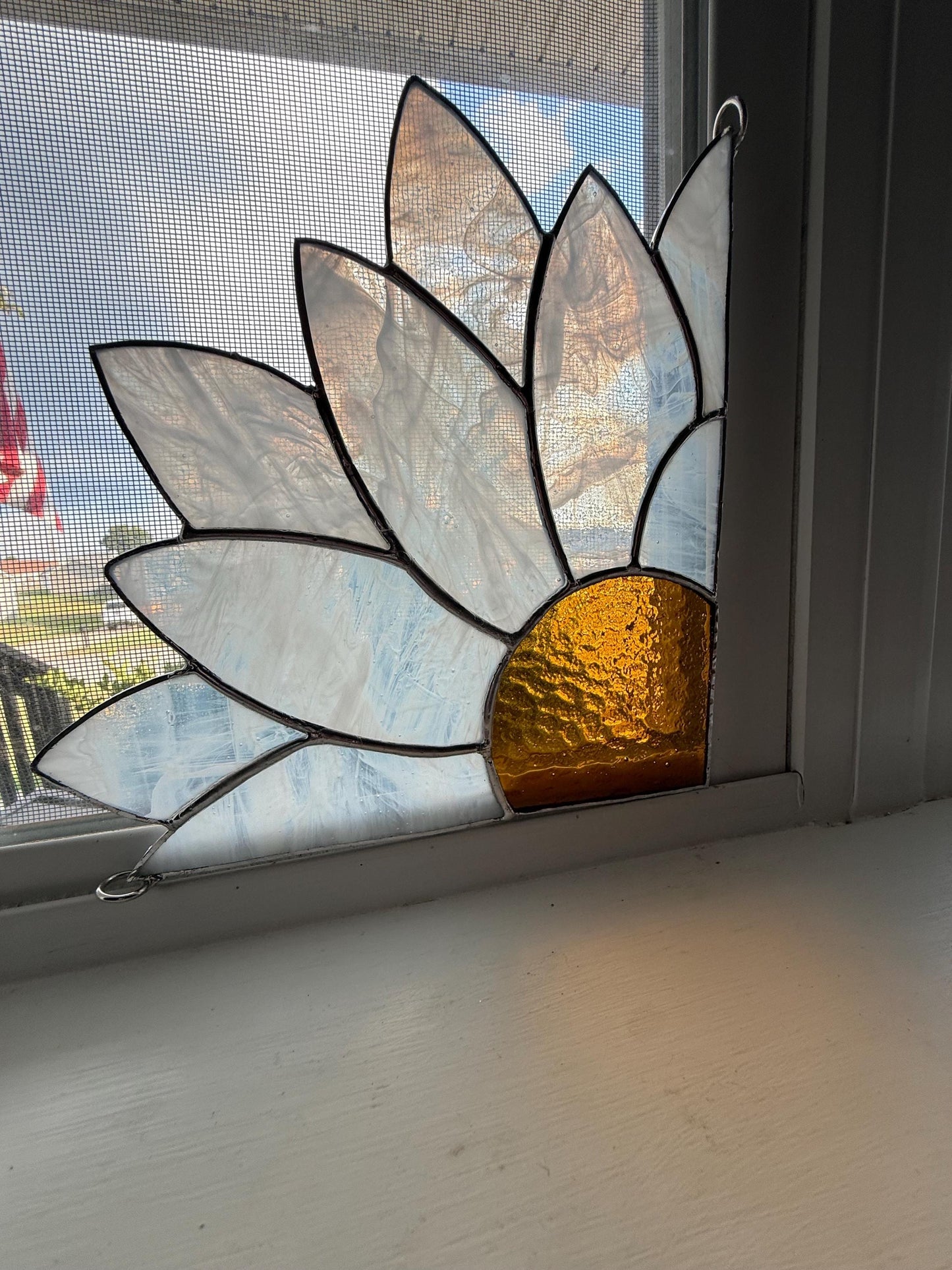 Daisy Door/Window Corner Stained Glass Suncatcher