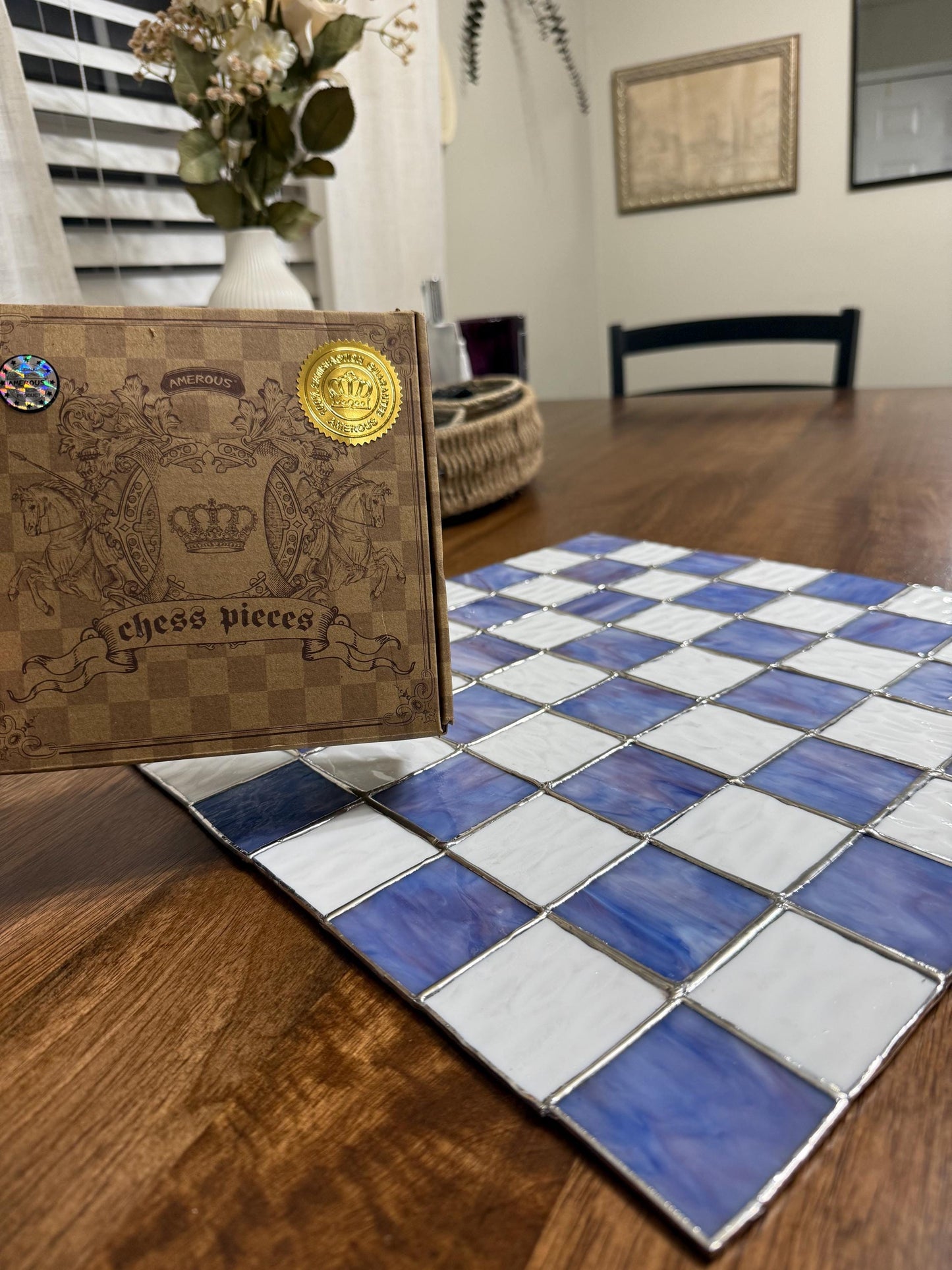Retro Galaxy Stained Glass Suncatcher Chess Board
