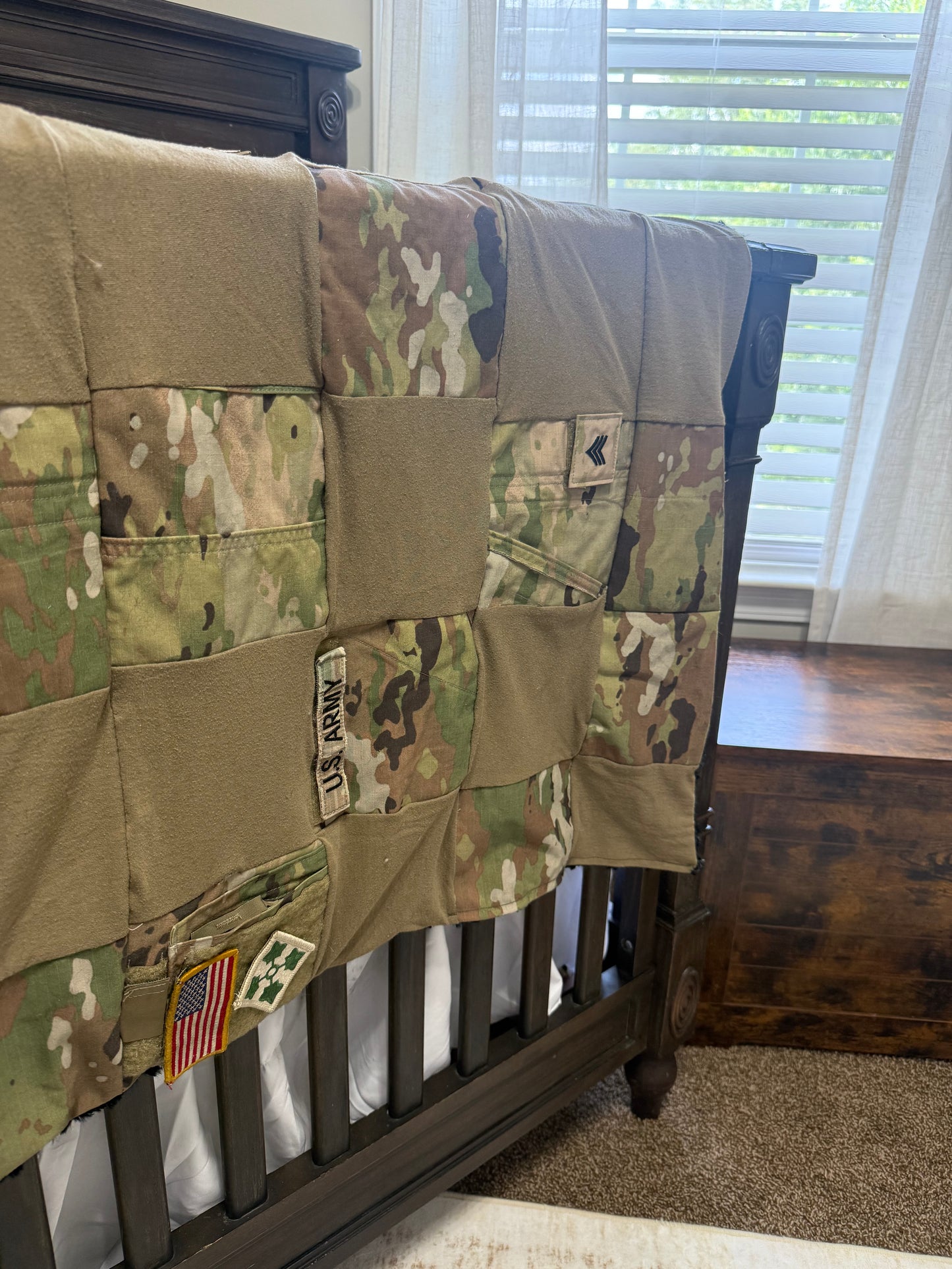 U.S. Army Baby Blanket Keepsake | Personal Army Uniform Keepsake Blanket | Tummy Time Nursery Blanket