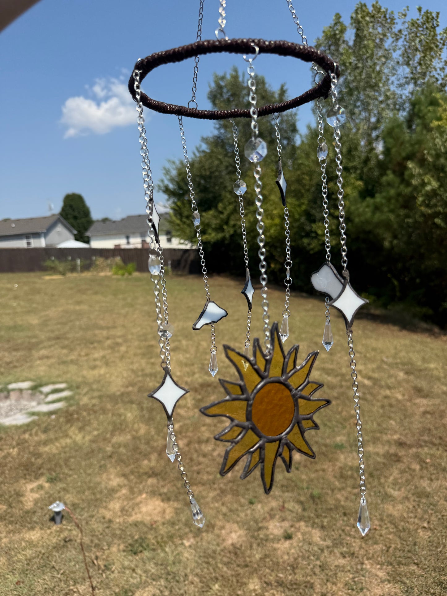 Sun and Stars Stained Glass Windchime