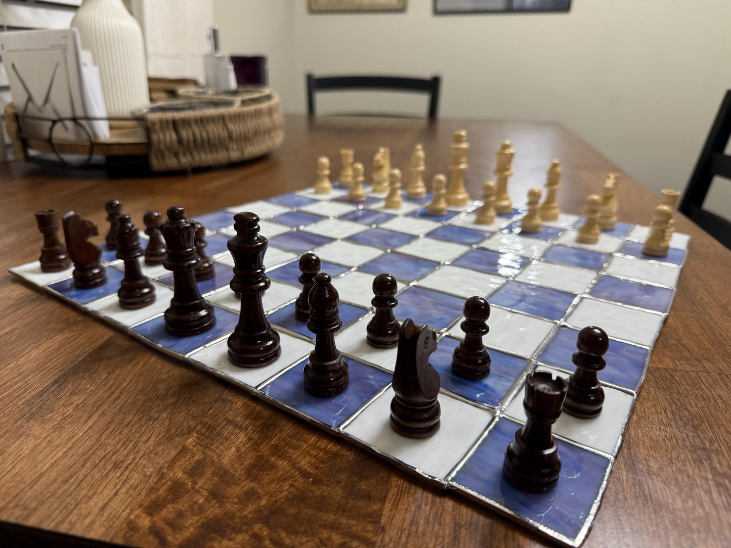 Retro Galaxy Stained Glass Suncatcher Chess Board