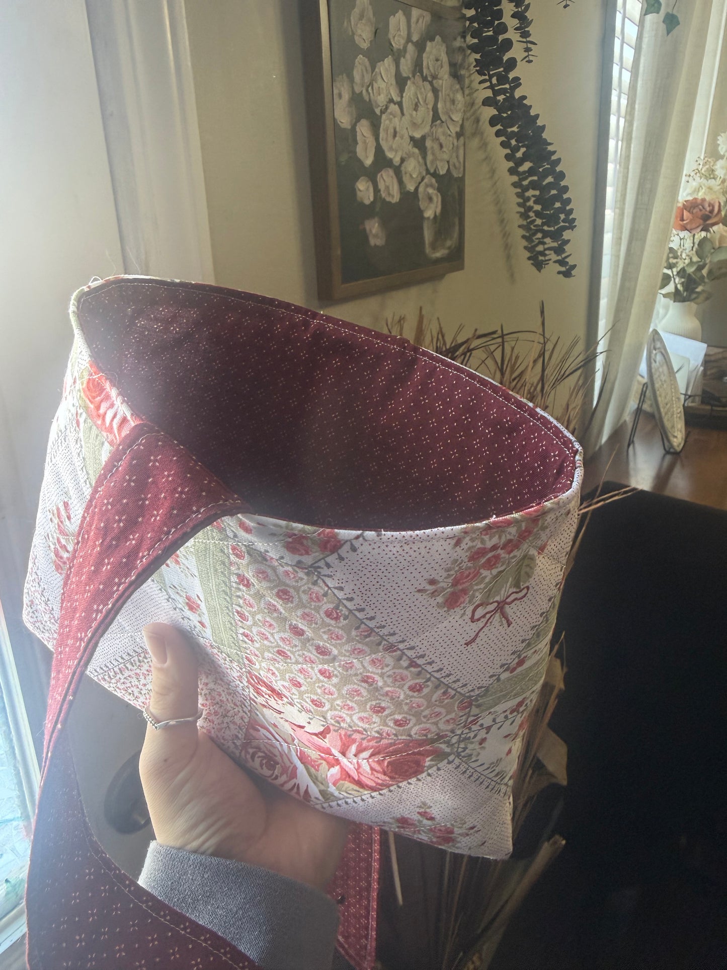 Book Sleeve with Vintage Ribbon | Quilted Bible Book Cover with Bow
