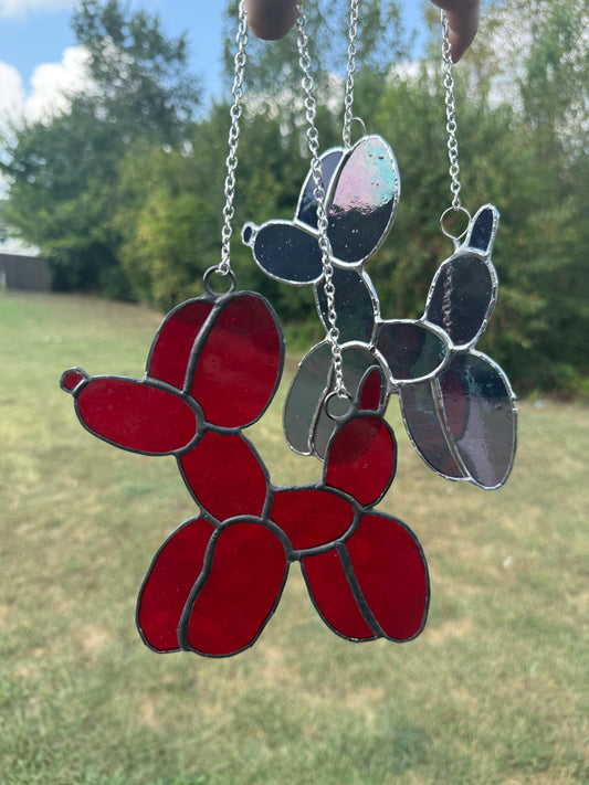 Balloon Animal Stained Glass Suncatcher/Dog Suncatcher/Vintage Girly Decor