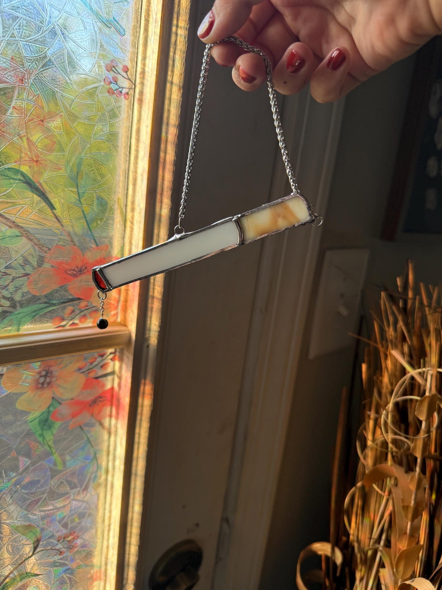 Cigarettes and Dreams Stained Glass Suncatcher | Goth Babe Decor