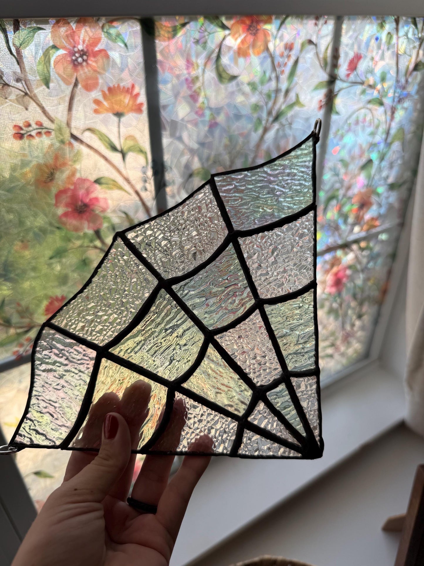Spiderweb Door Corner Stained Glass Pattern