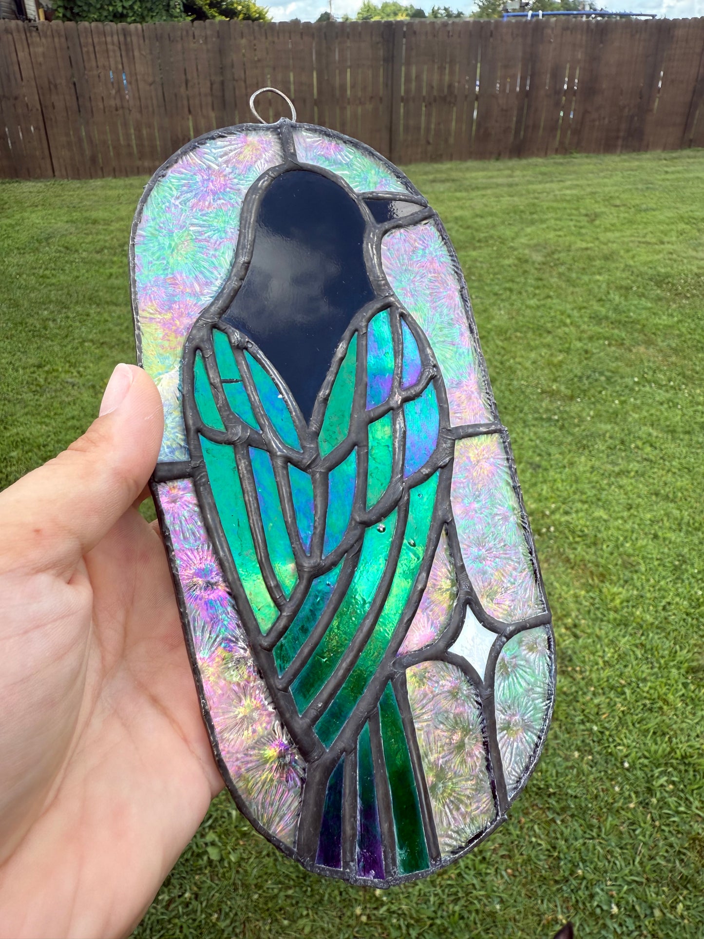Crow Stained Glass Suncatcher