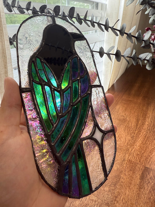 Crow Stained Glass Suncatcher