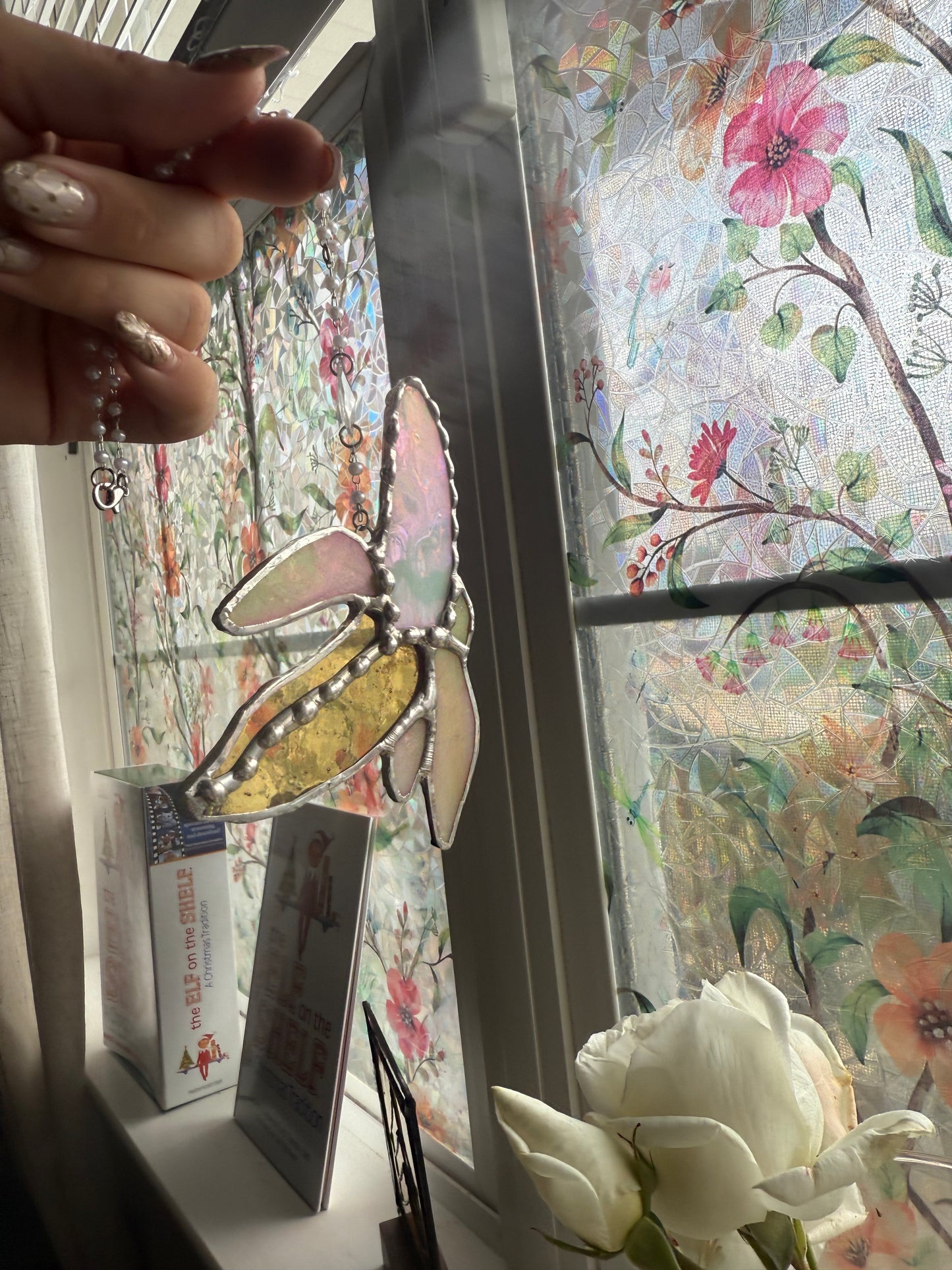 Peeled Banana Stained Glass Suncatcher | Banana Car Accessory Suncatcher