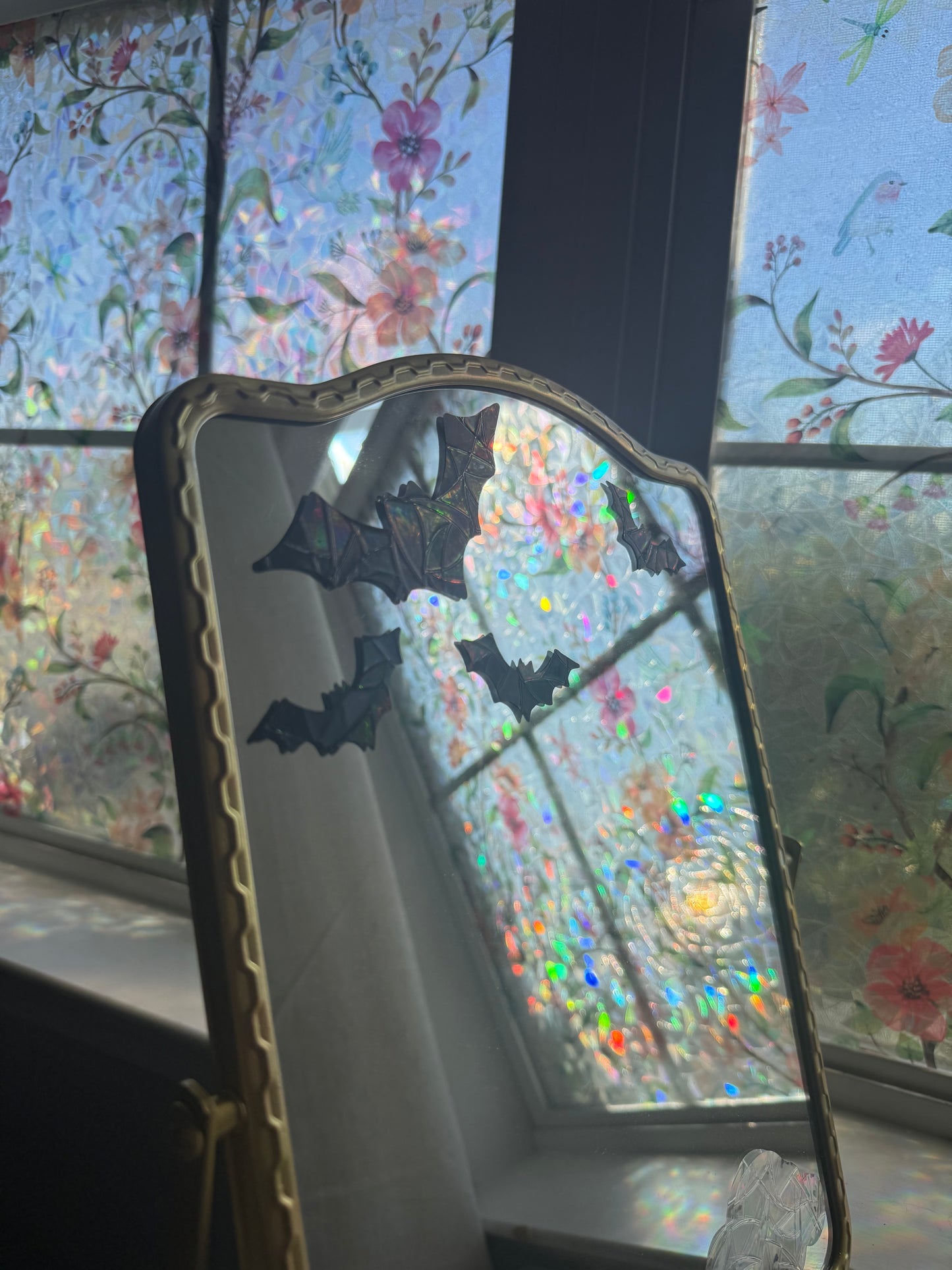 Bats Suncatcher | Halloween Window Sticker | Suncatcher Window Cling | Rainbow Window Decal