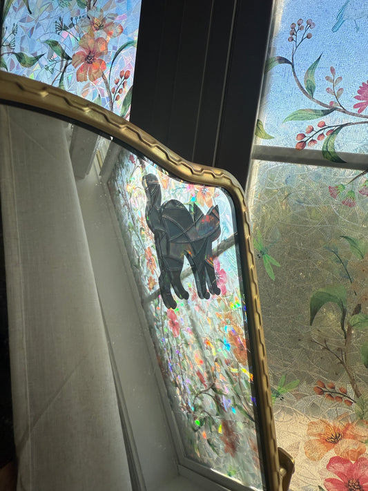 Black Cats Suncatcher | Cats Window Sticker | Suncatcher Window Cling | Rainbow Window Decal