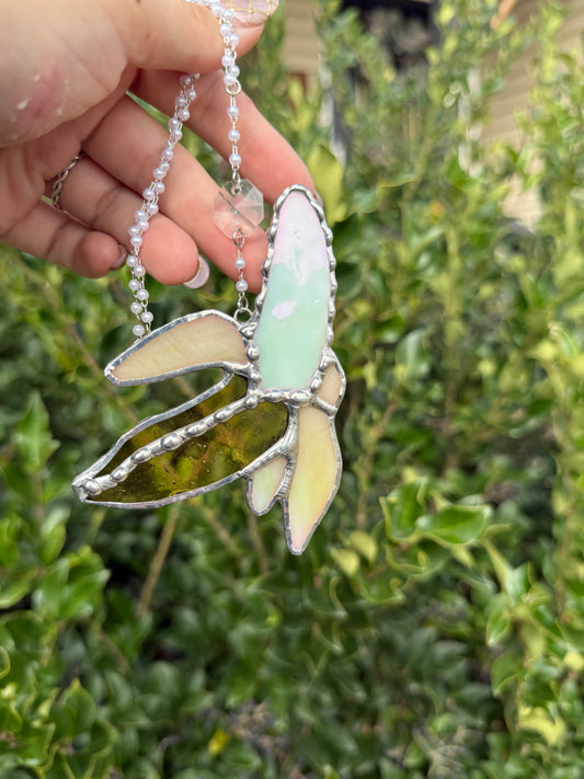 Peeled Banana Stained Glass Suncatcher | Banana Car Accessory Suncatcher