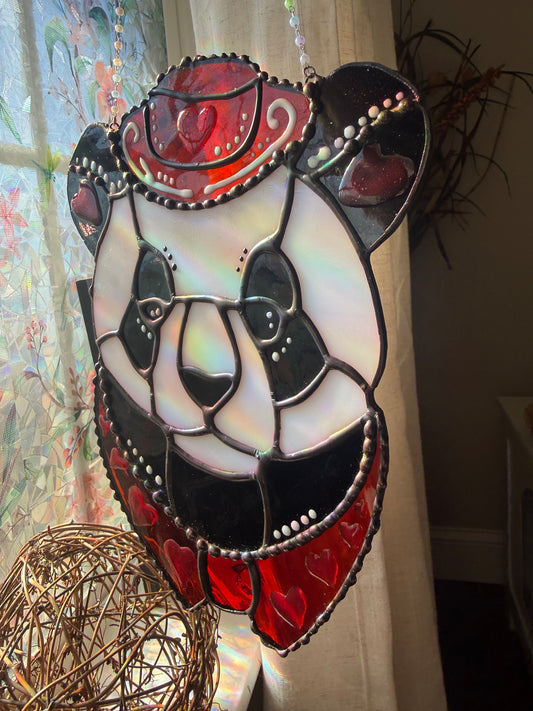 Cowboy Panda Bear Stained Glass Pattern