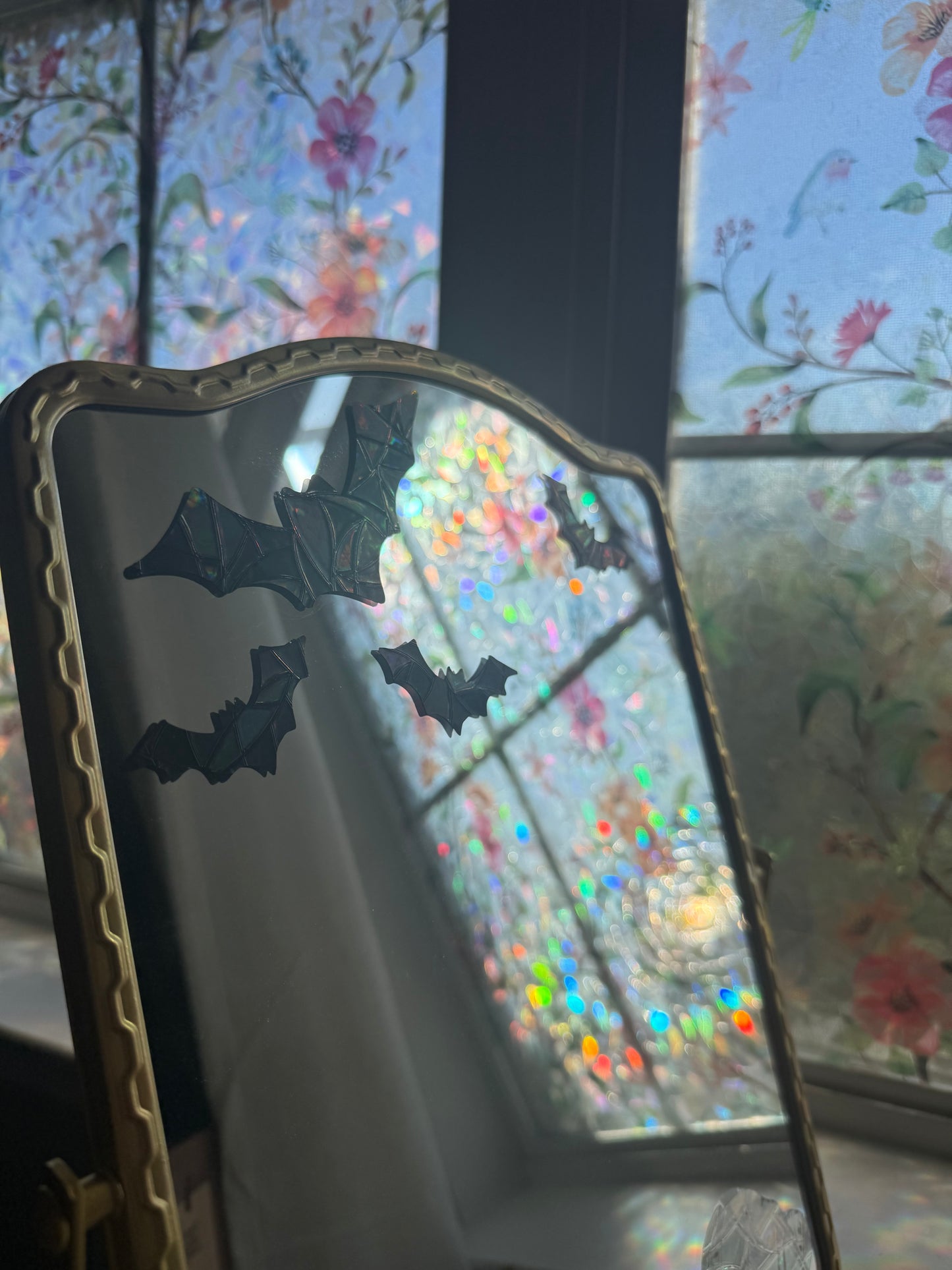 Bats Suncatcher | Halloween Window Sticker | Suncatcher Window Cling | Rainbow Window Decal