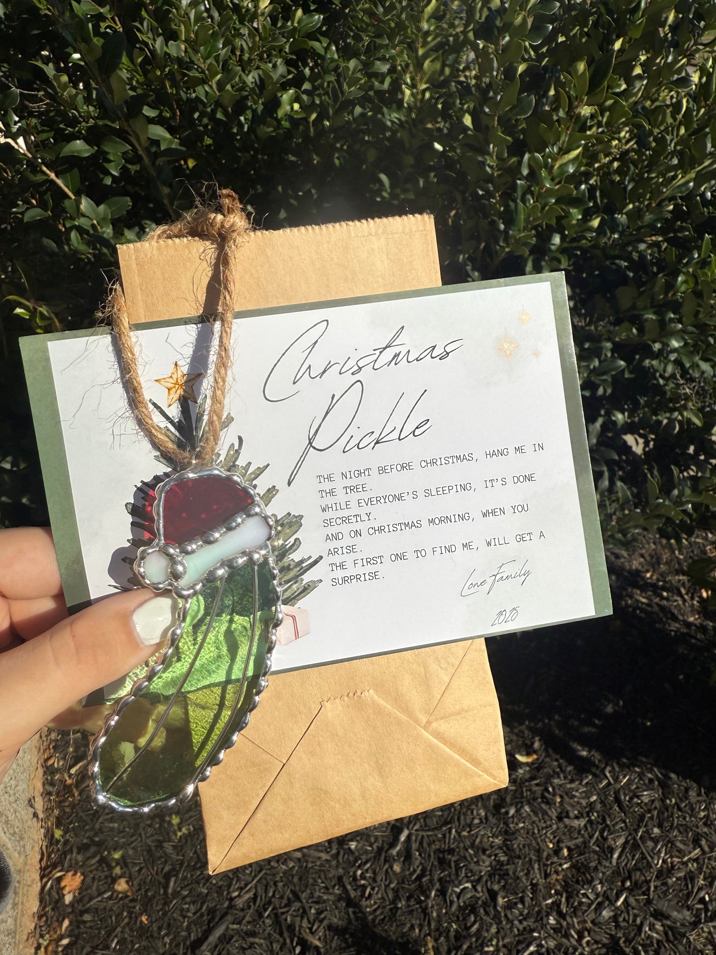 German Tradition - Stained Glass Christmas Pickle Ornament