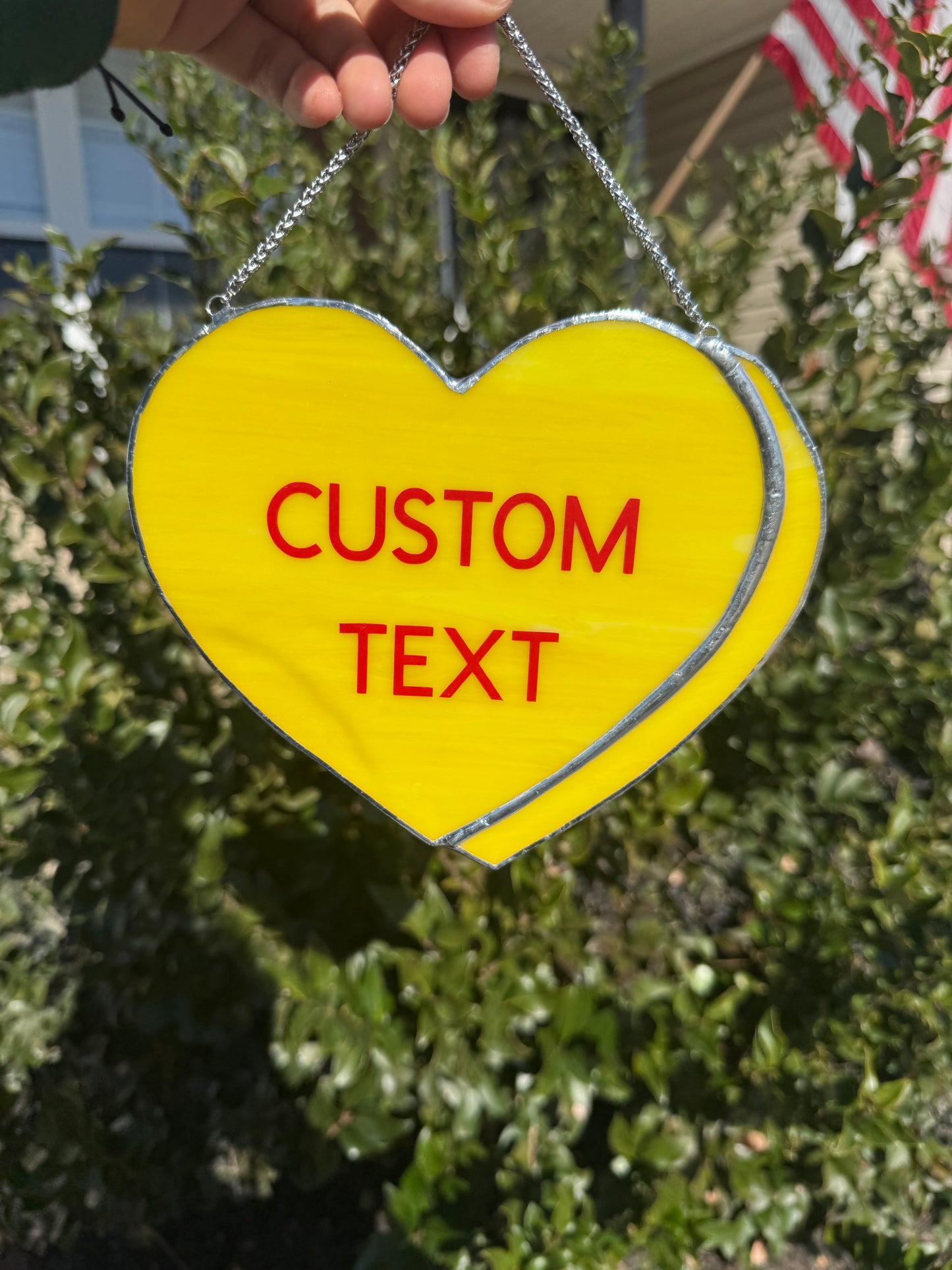 Sweethearts Candy Stained Glass Suncatcher | Customizable Conversation Heart