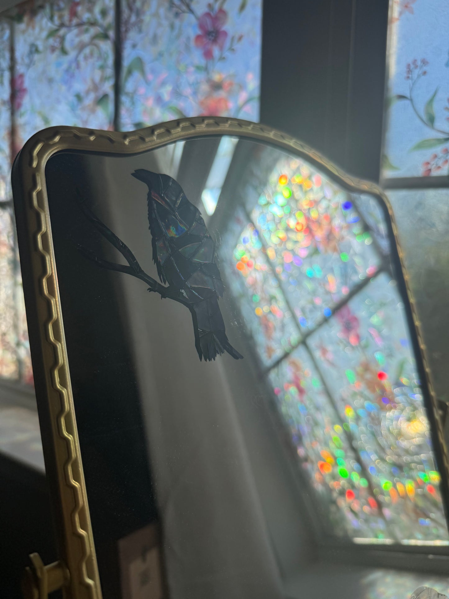 Crow Suncatcher | Halloween Window Sticker | Suncatcher Window Cling | Rainbow Window Decal