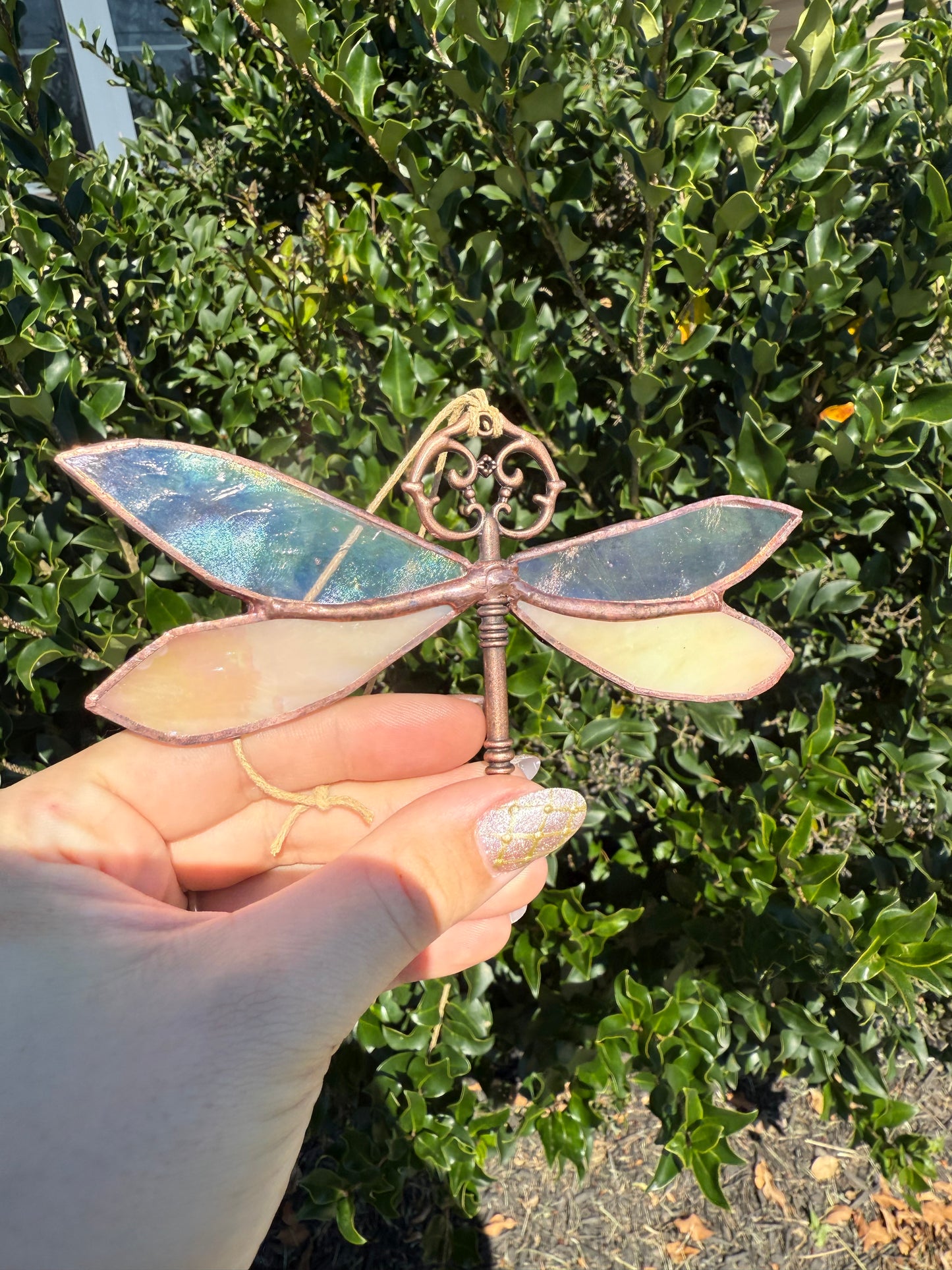 Dragonfly Skeleton Key Trinket | Stained Glass Suncatcher | Cottage Core Decor | Girly Pop Decor