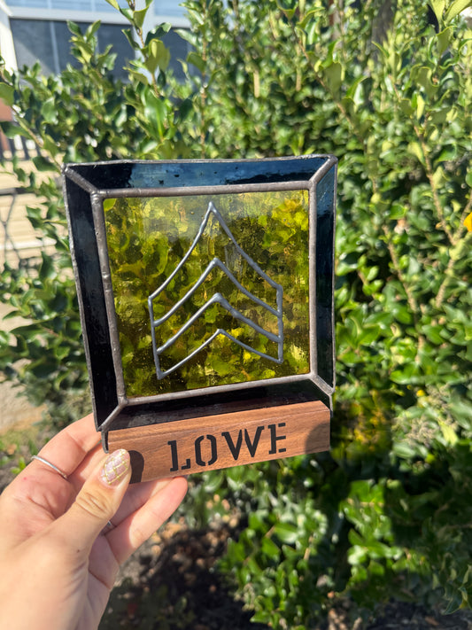 Custom Army Rank Stained Glass Plaque