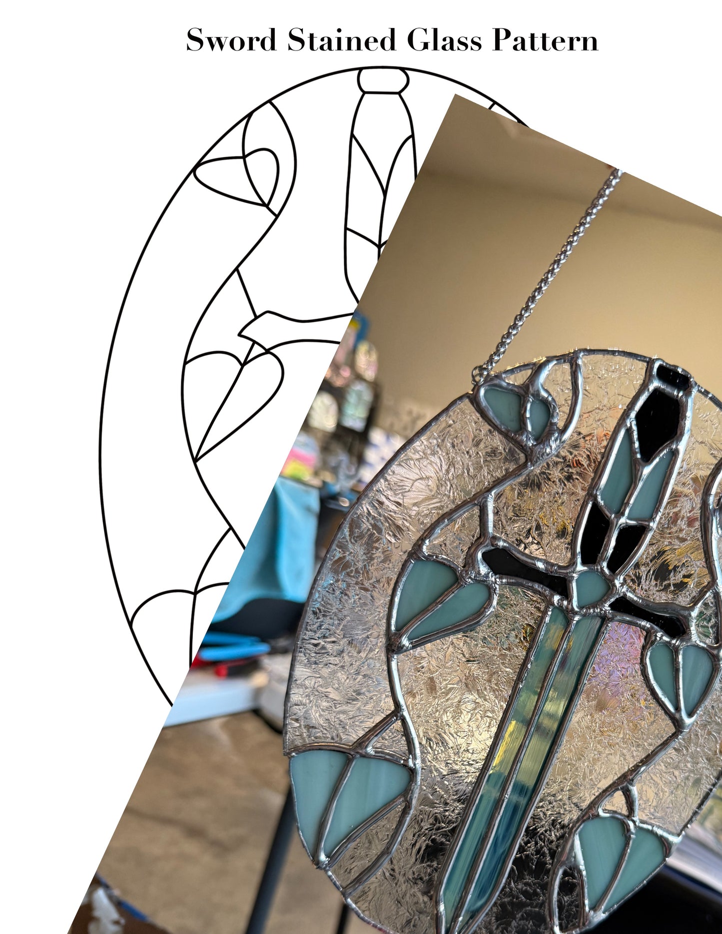 Sword and Vines Stained Glass Pattern
