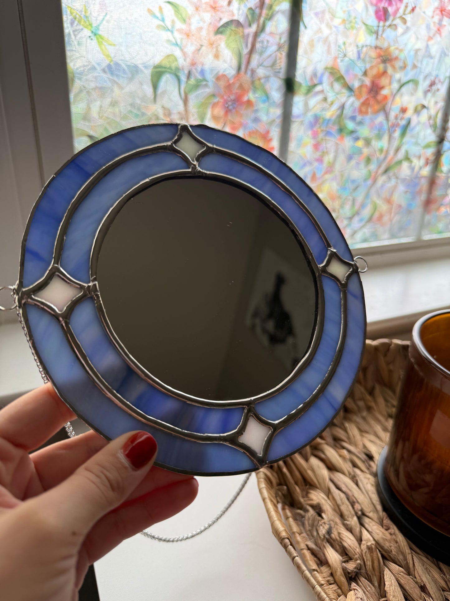 Starbursts Stained Glass Mirror | Girly Pop Mirror | Retro Girl Mirror