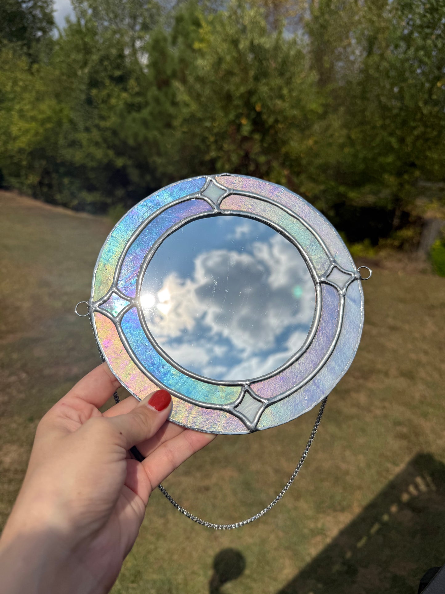 Starbursts Stained Glass Mirror | Girly Pop Mirror | Retro Girl Mirror